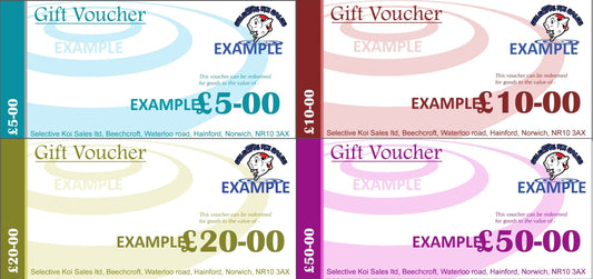 Gift Vouchers (Can only be used in our shop and not online) - Selective Koi Sales